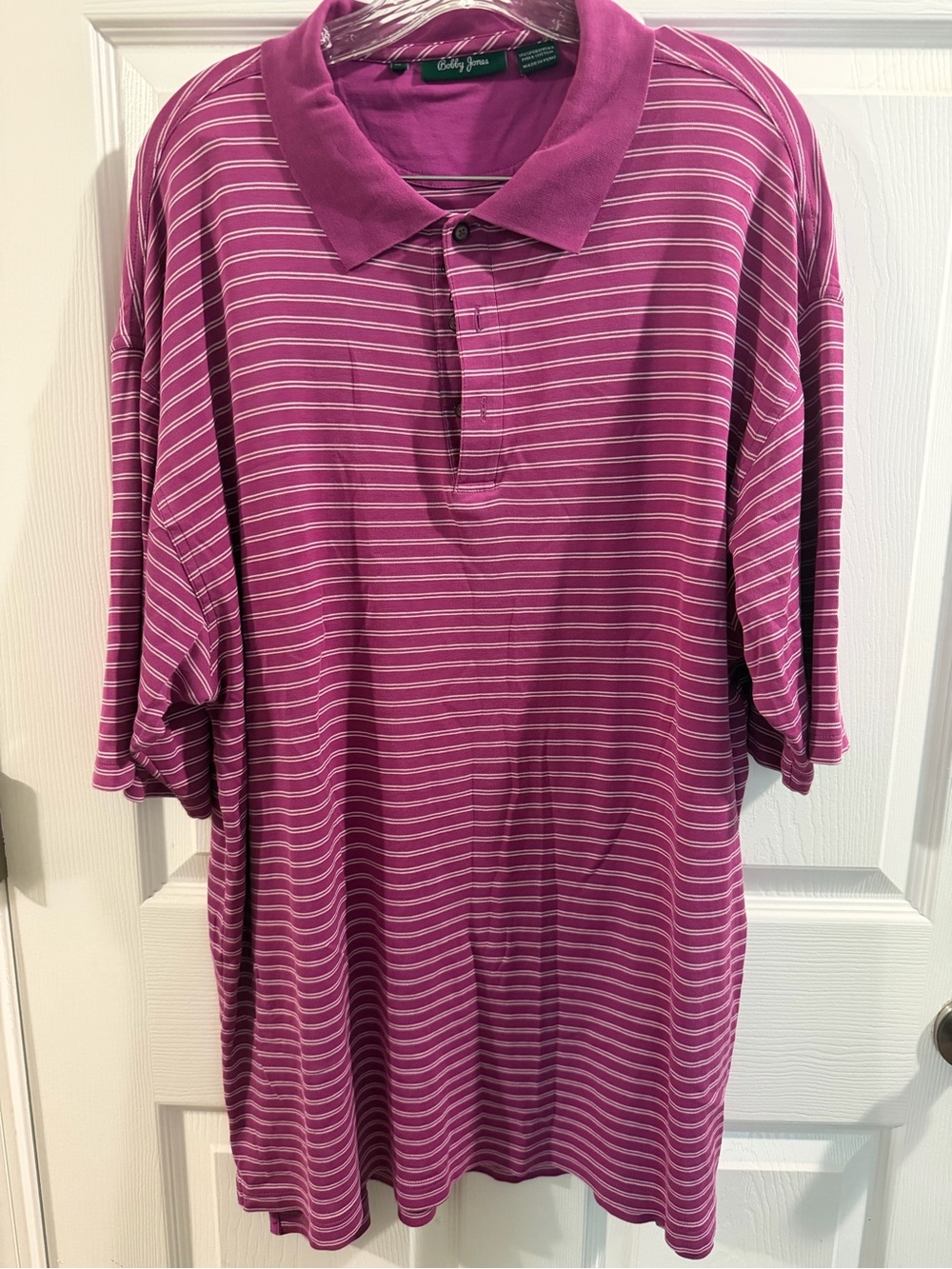 Bobby Jones Magenta Striped 100% Peruvian Pima Cotton Golf Polo